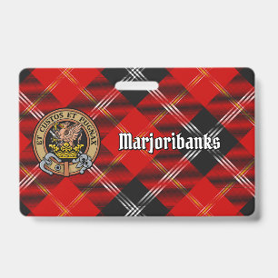 Badge Cimier du clan Marjoribanks sur tartan