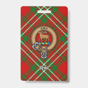 Badge Cimier du clan Scott sur tartan rouge