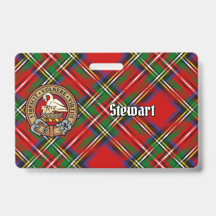 Badge Cimier du clan Stewart sur tartan royal