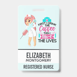 Badge Citation d'infirmière drôle avec grosse aiguille h