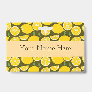 Badge Citrons jaunes et motif vert olive : Citrus modern