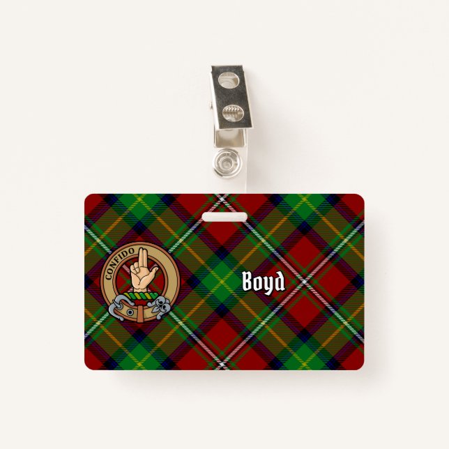 Badge Clan Boyd Crest sur Tartan (Devant avec clip)