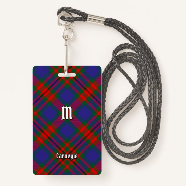 Badge Clan Carnegie Tartan (Devant avec lanière)