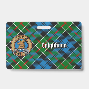 Badge Clan Colquhoun Crest sur Tartan