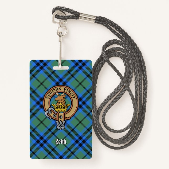 Badge Clan Keith Crest sur Tartan (Devant avec lanière)