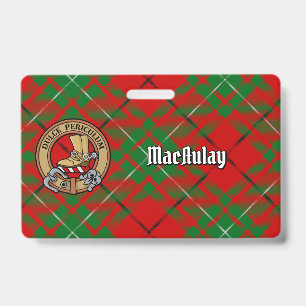 Badge Clan MacAulay Crest sur Tartan