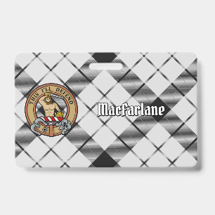 Badge Clan MacFarlane Crest sur tarte noir et blanc
