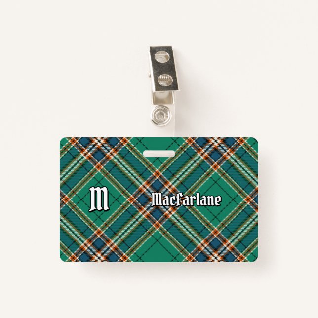 Badge Clan MacFarlane Tartan de chasse antique (Devant avec clip)