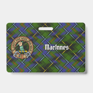 Badge Clan MacInnes Crest sur Tartan