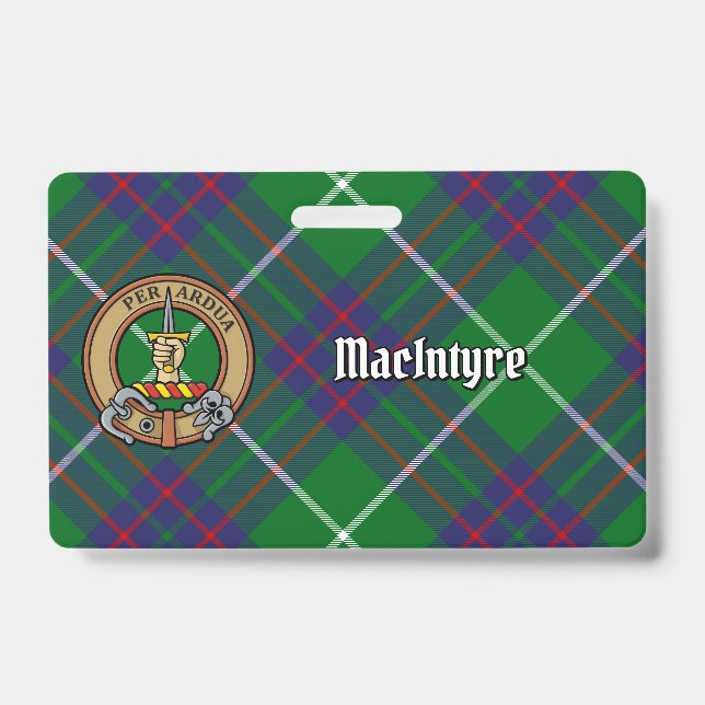 Badge Clan MacIntyre Crest sur Tartan (Front)