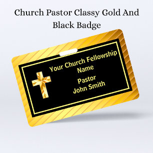 Badge Classeuse Pasteur d'Église Or et Noir