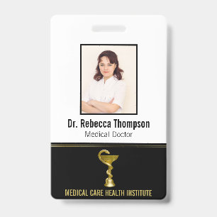 Badge Classy Snake Medical Bowl Hygieia Gold Photo ID
