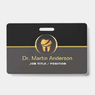 Badge Clinique dentaire professionnelle Logo Dent en or
