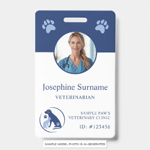 Badge Clinique Vétérinaire Photo ID Logo Chien et Chat B