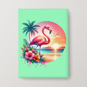 Badge Clipart de coucher de soleil flamant rose-93938