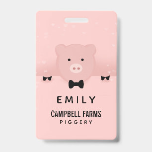 Badge Cochon Rose Fantaisiste et Élégant Animal de Ferme