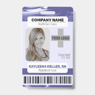 Badge Code à barres Modèle photo bleu violet marbre bleu