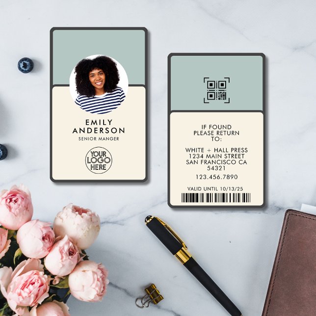 Badge Code à barres Qr de l'ID photo de l'employé person (Créateur téléchargé)