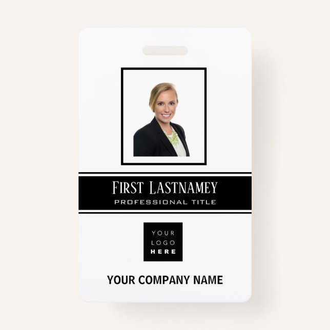 Badge Code-barres de l'employé Analyseur de nom blanc ve (Devant)