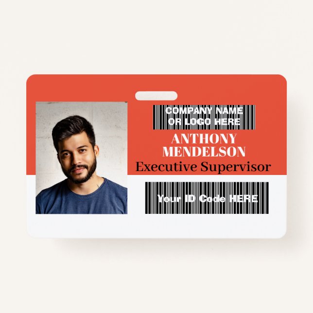 Badge Code-barres de l'étiquette d'identification photo  (Devant)