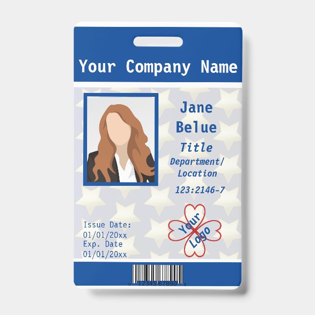 Badge Code-barres de l'officier de police, bleu, blanc (Avant)