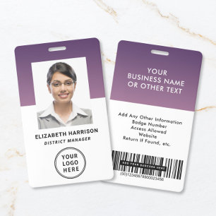 Badge Code-barres du logo de l'entreprise violet Carte d