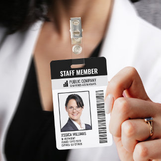 Badge Code-barres Logo de l'entreprise Photo ID employé 