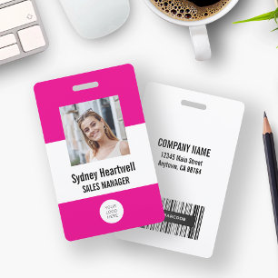 Badge Code-Barres Logo Photo Rose Chaud