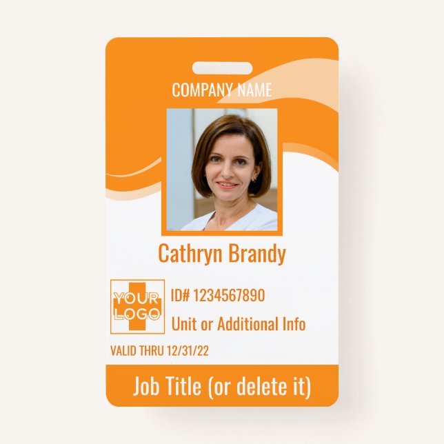Badge Code-barres Orange personnalisé ID de sécurité des (Devant)