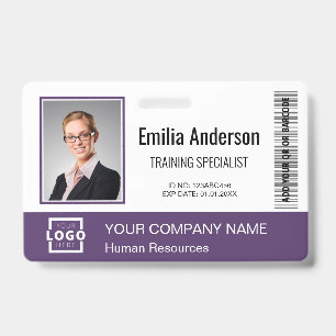 Badge Code-barres personnalisé Logo Entreprise Photo Emp