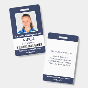 Badge Code-barres photo de l'employé Marine Blanc bleu