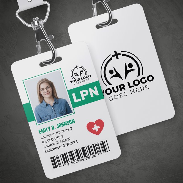 Badge Code-barres photo de l'infirmière autorisée profes (Créateur téléchargé)