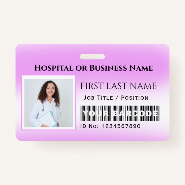 Badge Code-barres Photo Infirmière Médecin Soins de sant (Devant)