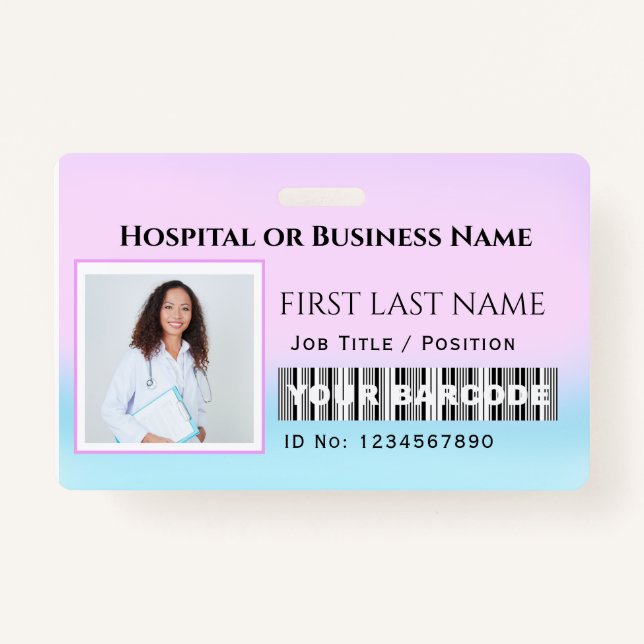 Badge Code-barres Photo Infirmière médecin soins de sant (Devant)
