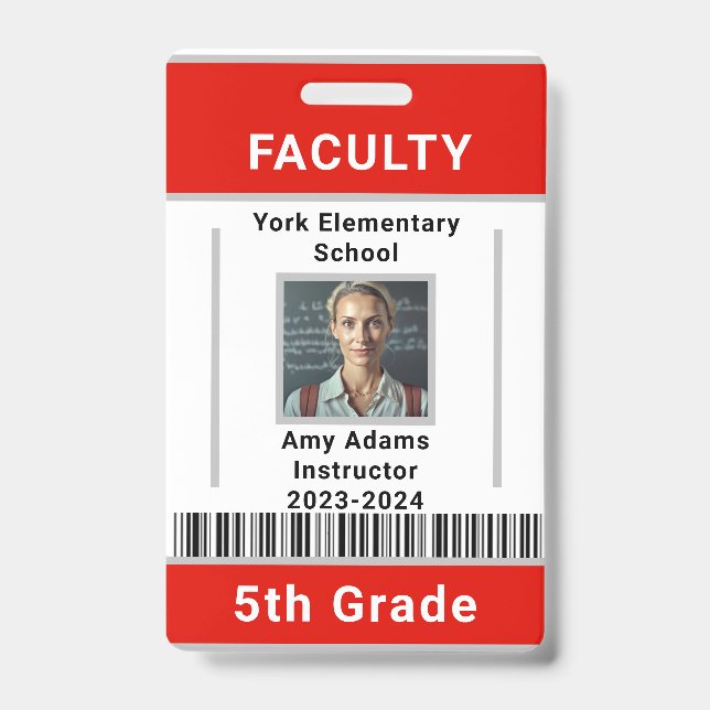 Badge Code de l'enseignant de l'école Modèle avec code à (Avant)