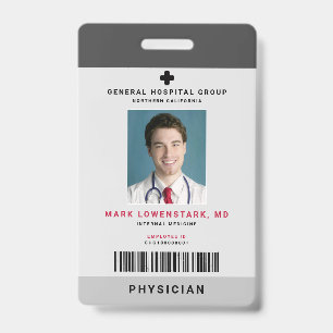 Badge Code d'état-major Médicale + Code-barres vertical