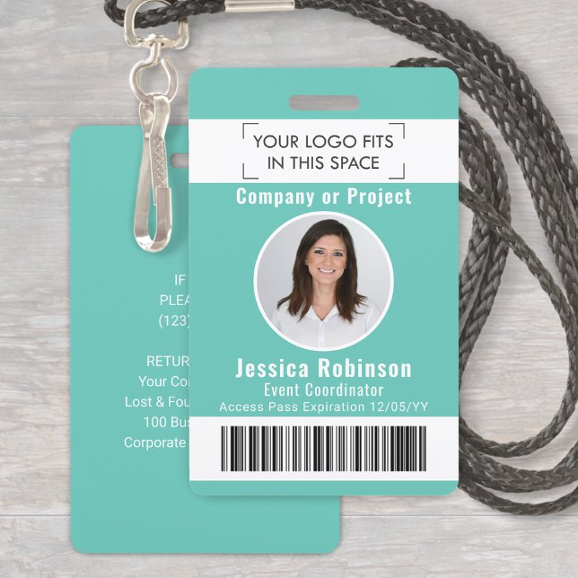 Badge Code photo de l'employé Code à barres Logo Accès T (Créateur téléchargé)