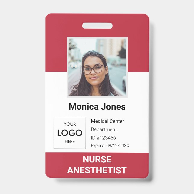 Badge Code photo de l'employé de la santé rouge (Avant)