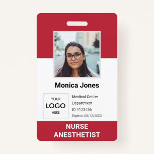 Badge Code photo de l'employé de la santé rouge