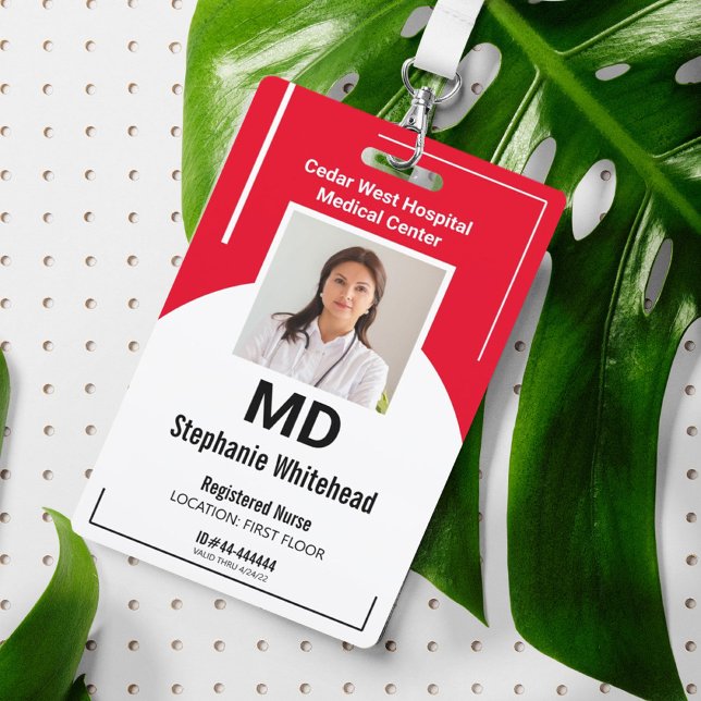 Badge Code photo de l'employé Médicale personnalisé Badg (Simple Medical ID Badge for a registered nurse or doctor that is easy to change and personalized.)