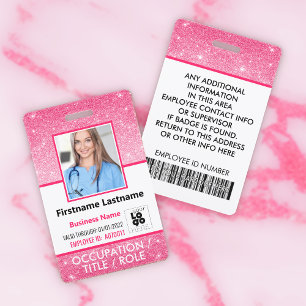 Badge Code photo du personnel Code à barres Logo rose-ch
