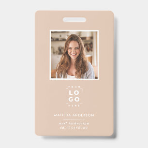 Badge Code QR beige moderne minimaliste photo abstraite