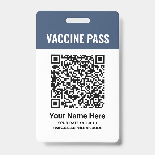 Badge Code QR Casse-Vin Vaccin Pass Marine Blue ID (Face)