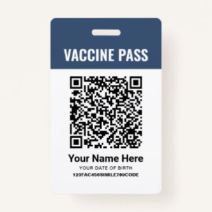 Badge Code QR Casse-Vin Vaccin Pass Marine Blue ID