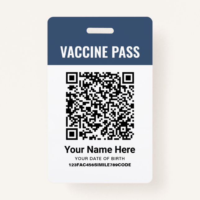 Badge Code QR Casse-Vin Vaccin Pass Marine Blue ID (Devant)