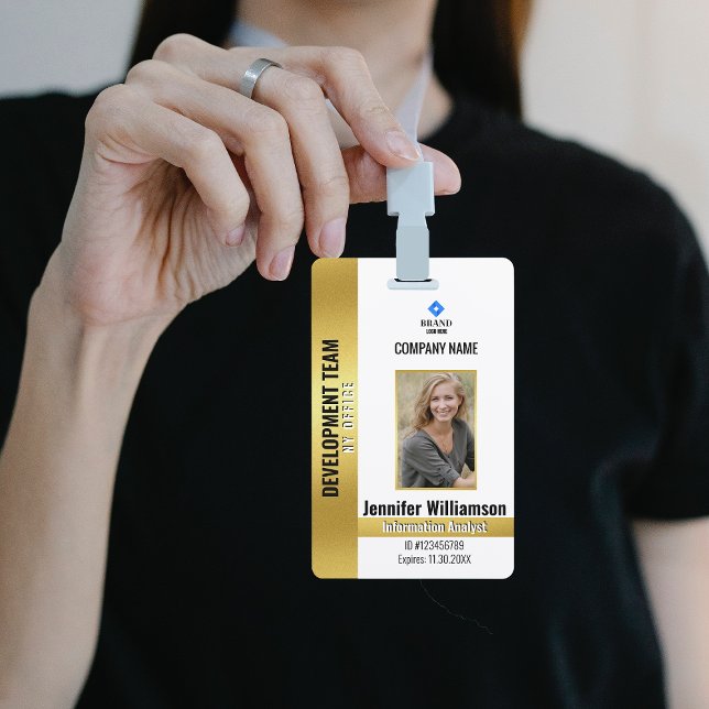 Badge Code QR de la société Gold Code Code photo employé (Créateur téléchargé)
