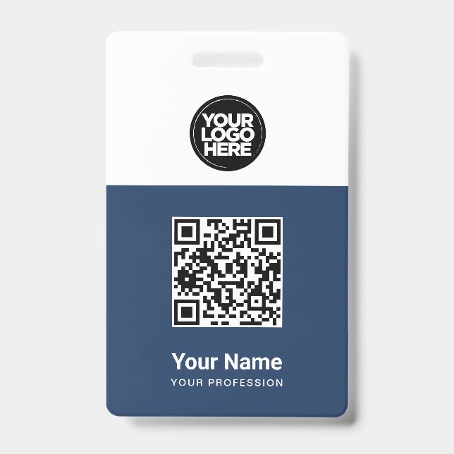 Badge Code Qr de l'employé personnalisé, code barre, log (Avant)
