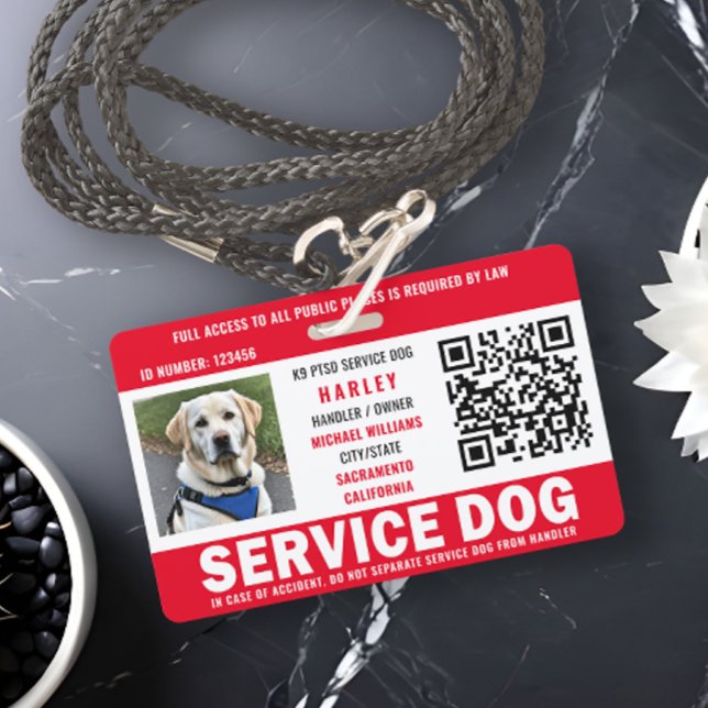 Badge Code QR de l'ID photo de chien de service (Créateur téléchargé)