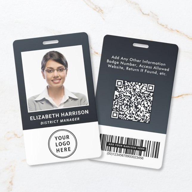 Badge Code QR de logo d'entreprise Code-barres Photo d'i (Business Logo QR Code Barcode Photo ID Badge)