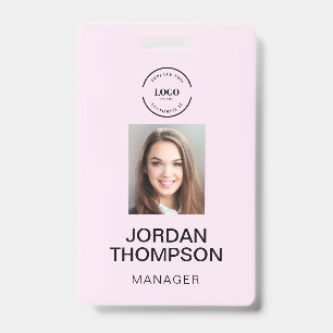 Badge Code QR de logo d'entreprise rose simple Photo de